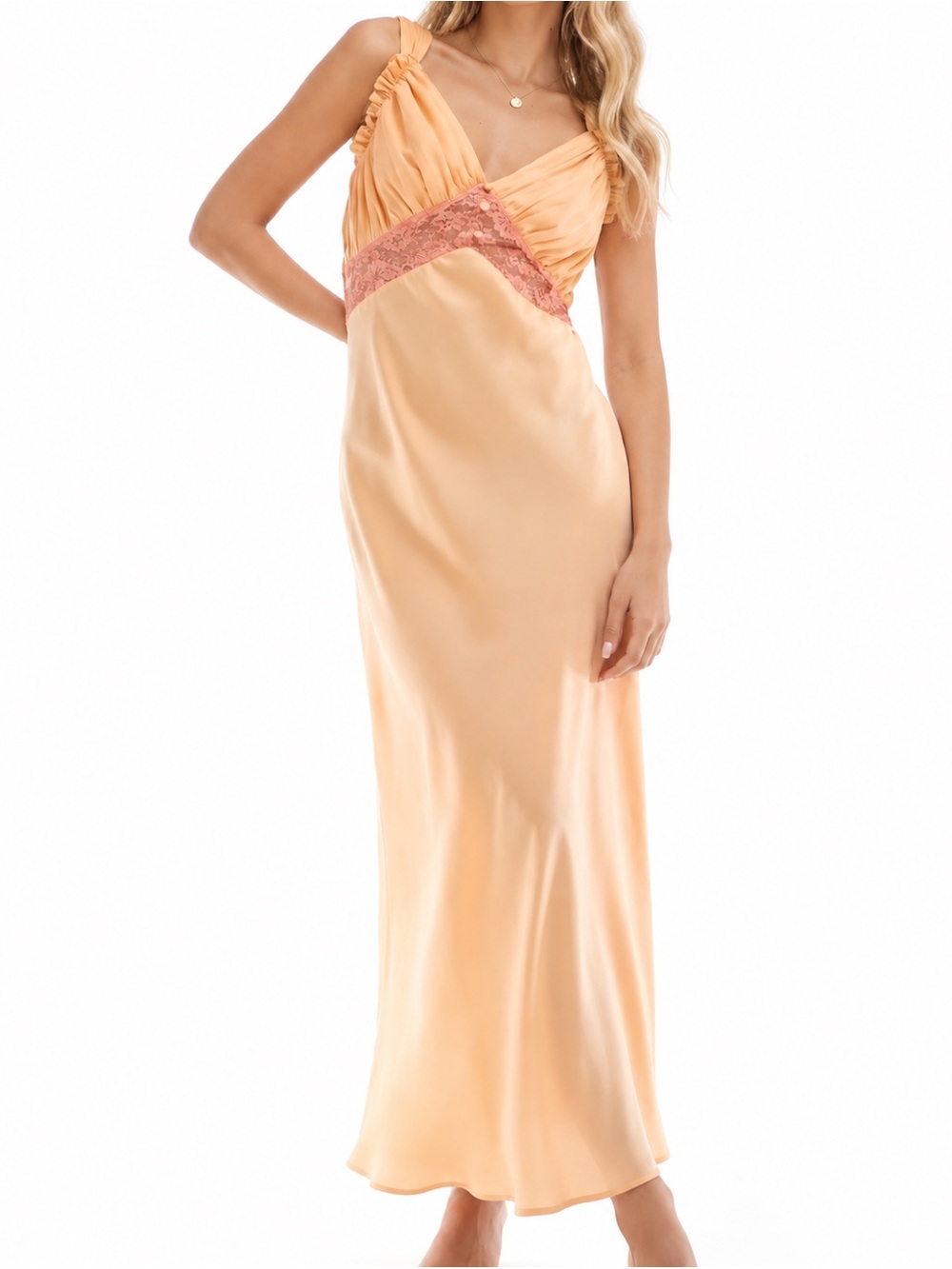 ASOS Orange Lace-Trim Slip Dress